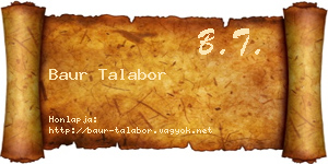 Baur Talabor névjegykártya